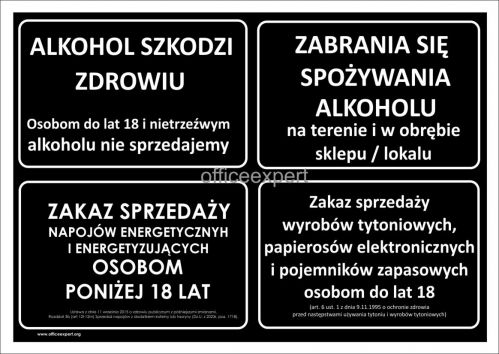 Tabliczka laminowana Zakaz Alkohol Papierosy Energetyki