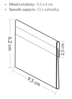 Wzór i specyfikacja osłonki cenowej o wymiarach 95 x 60 mm
