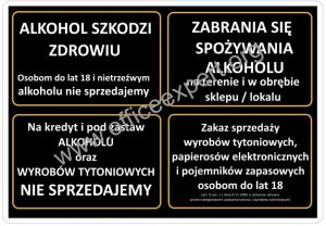 Tabliczka laminowana - informacje o zakazach Alkohol Papierosy ZAKAZ